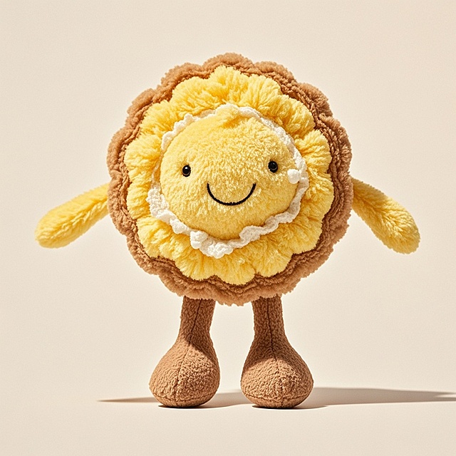 一个黄色的蛋挞，没有双手，没有眉毛