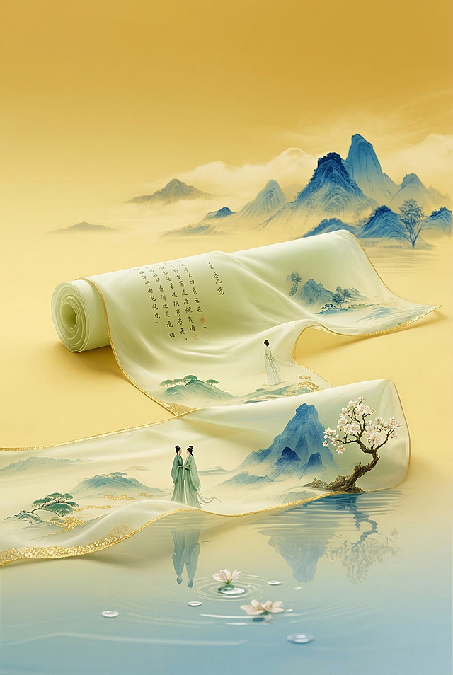 保持图中所有原有元素不变，将背景修改为黄色，整体调整为黄蓝配色，保留春天清新舒适的氛围感