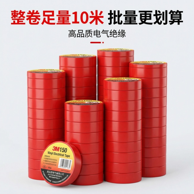 产品名称是3M150电气绝缘胶带PVC材质规格18mm宽10米长0.13mm厚主要用于线路绝缘保护耐磨防潮 帮我生成5张淘宝主图要求和我上传的图片产品是一样的图片生成5张淘宝主图预览效果