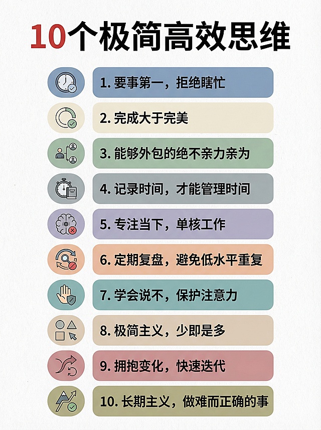 现代感扁平风设计，几何元素搭配简约色块，体现商务与清爽质感，印刷风排版传递高效思维理念。