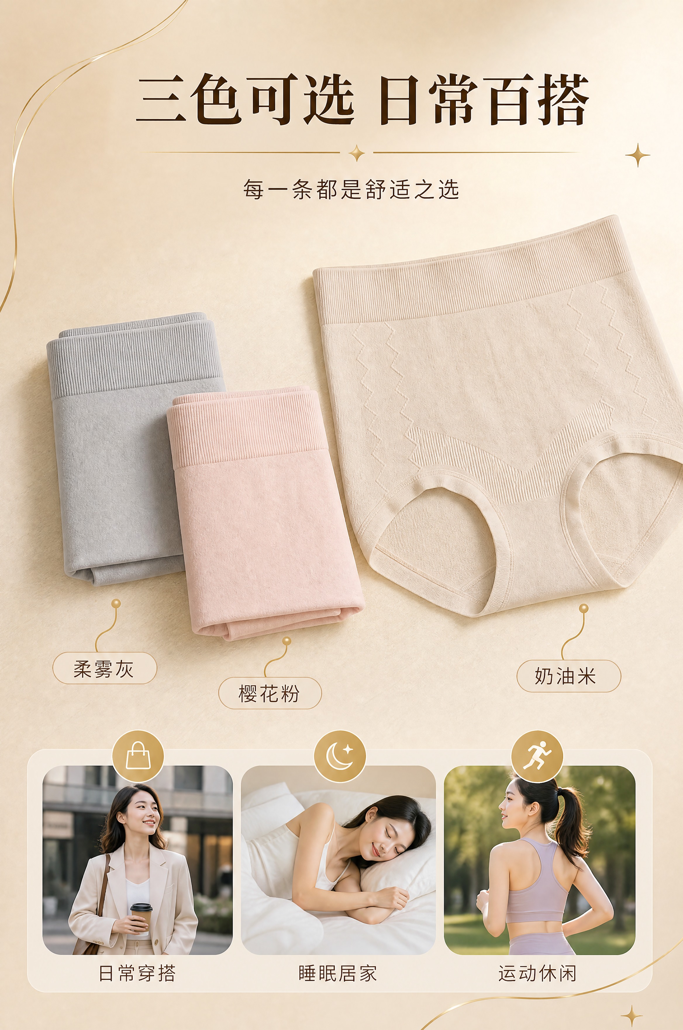 [商品] 使用【图2】三色生姜暖宫高腰内裤全家福（浅米色展开+… - 图片创意预览