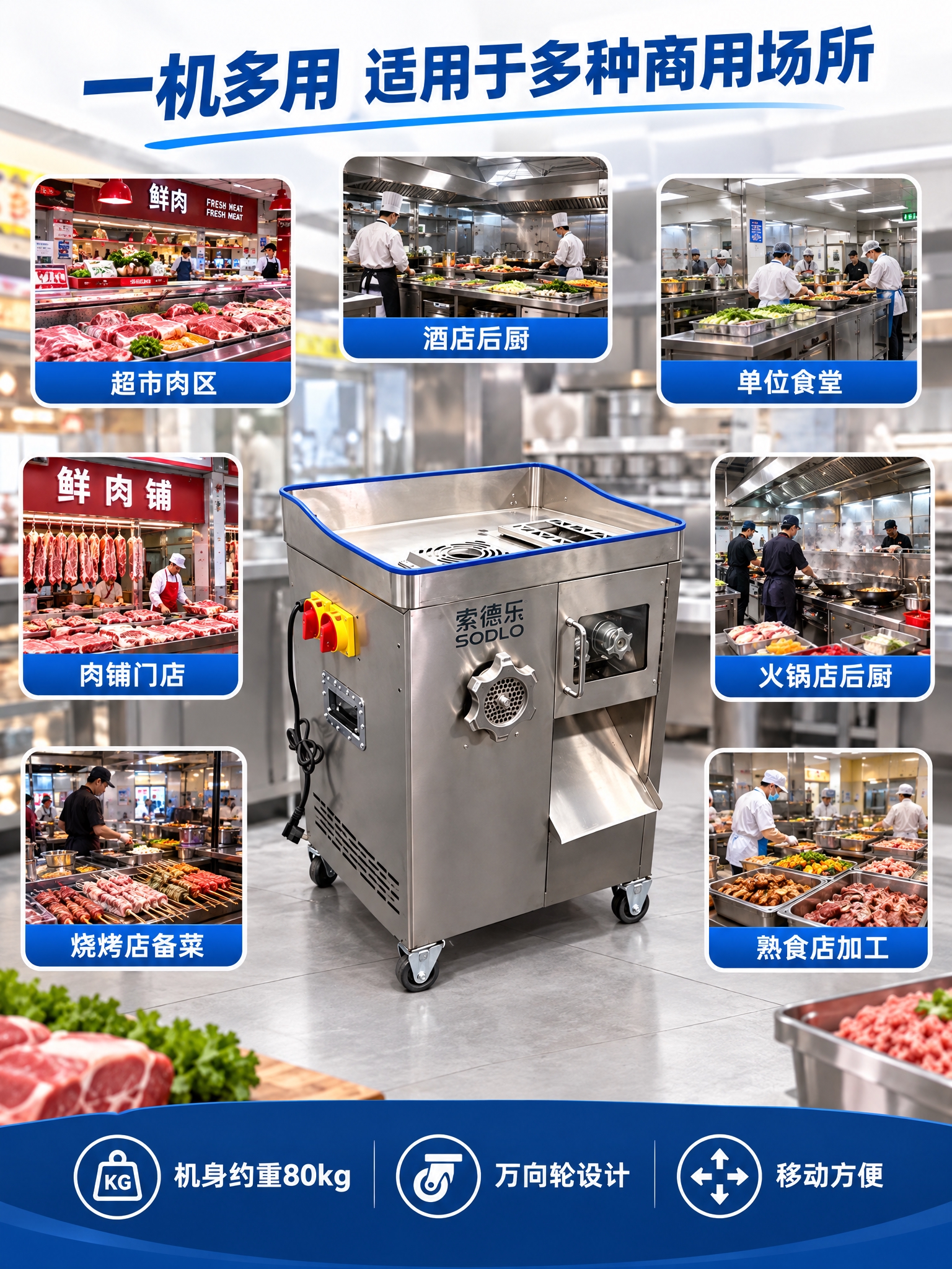 电商详情页适用场景图，3:4竖版，商用绞切机多场景应用，画面中… - 图片创意预览