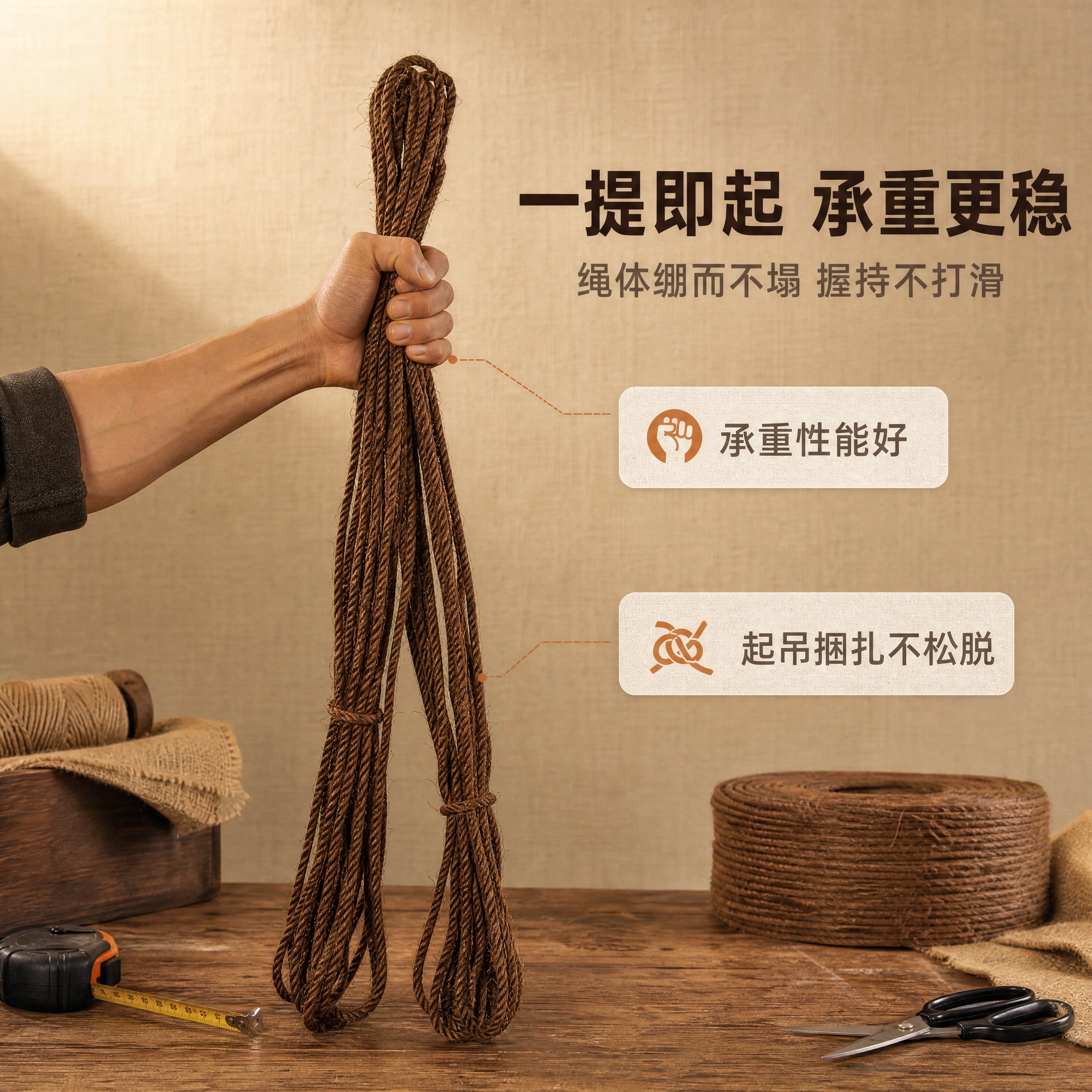 [商品] 以【图2】单手提起整捆棕绳的形态与【图1】整捆外观为… - 图片创意预览