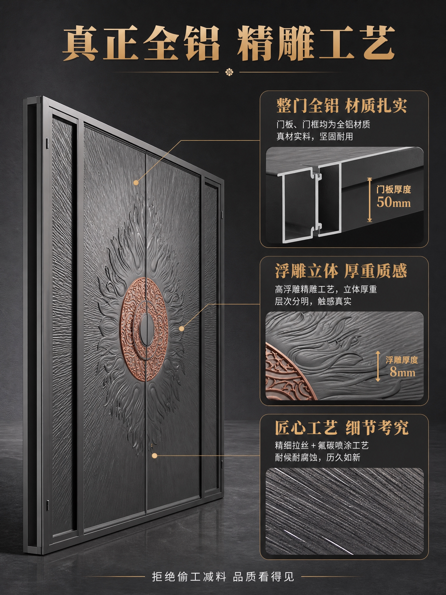 [商品] 使用【图1】臻尚铂门太阳莲花精雕全铝别墅大门；保留深… - 图片创意预览