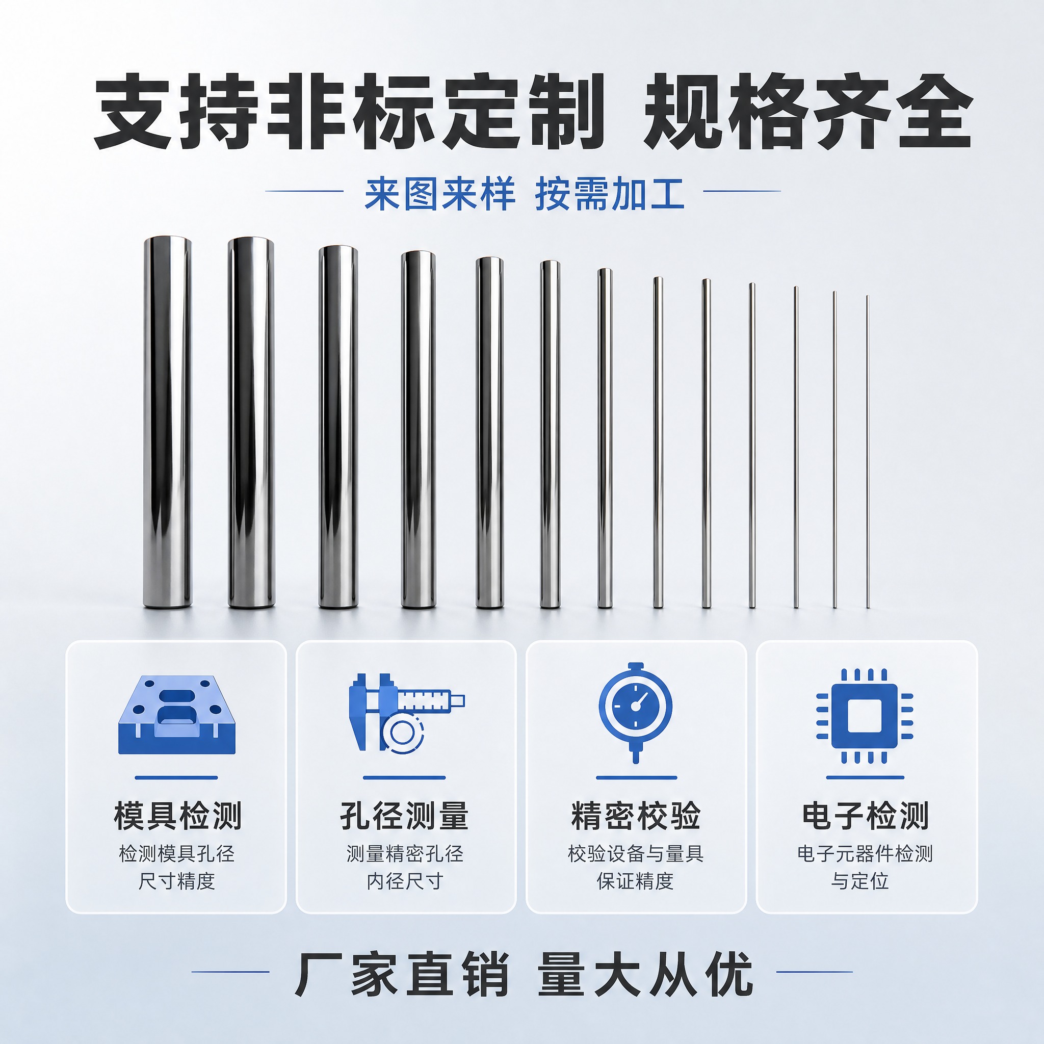 [主图-4] 钨钢针规非标定制与适用场景图，简洁风格，展示定制… - 图片创意预览