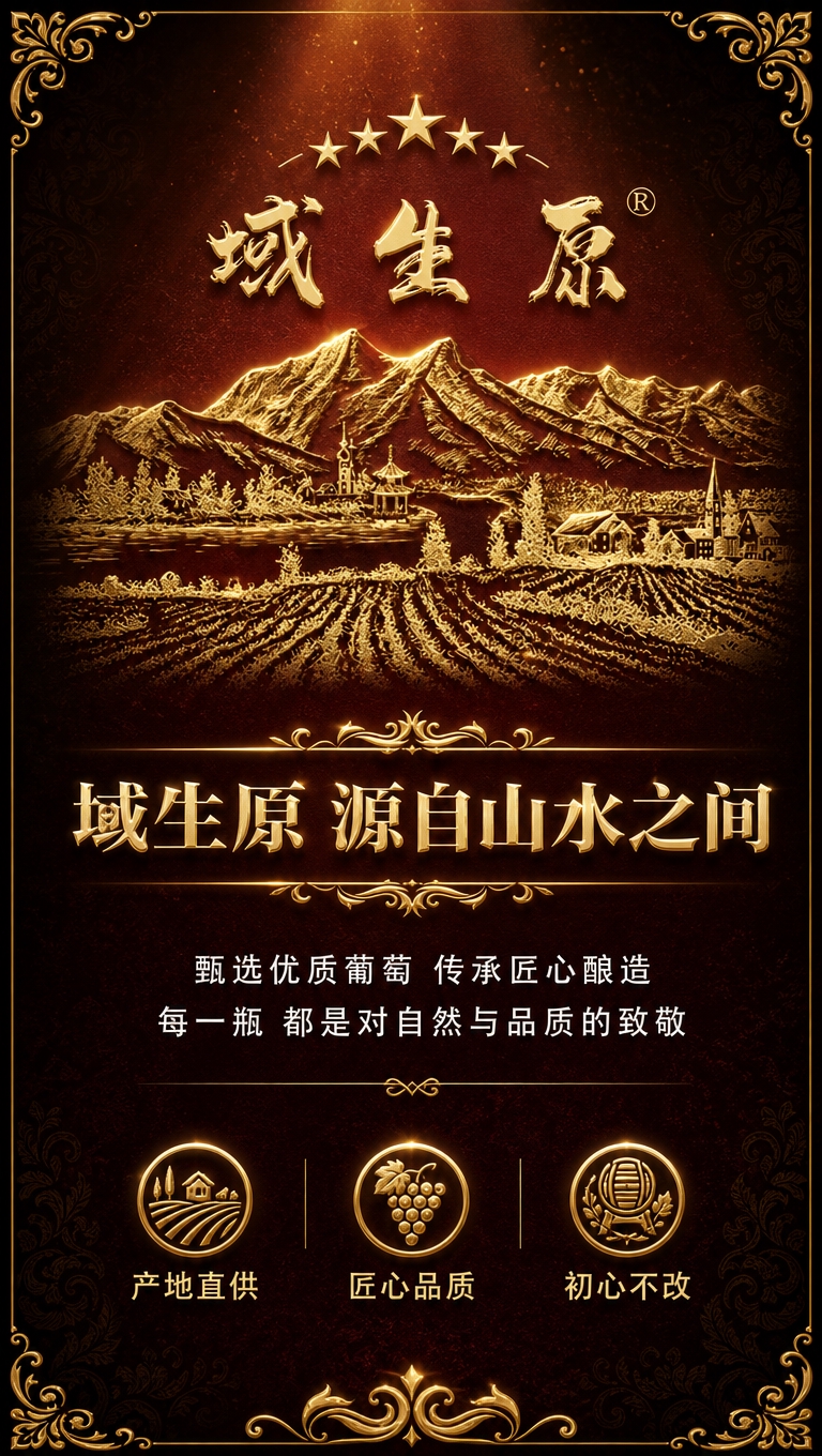 [商品] 使用【图1】域生原品牌金色山水图案；保留酒红底色、金… - 图片创意预览