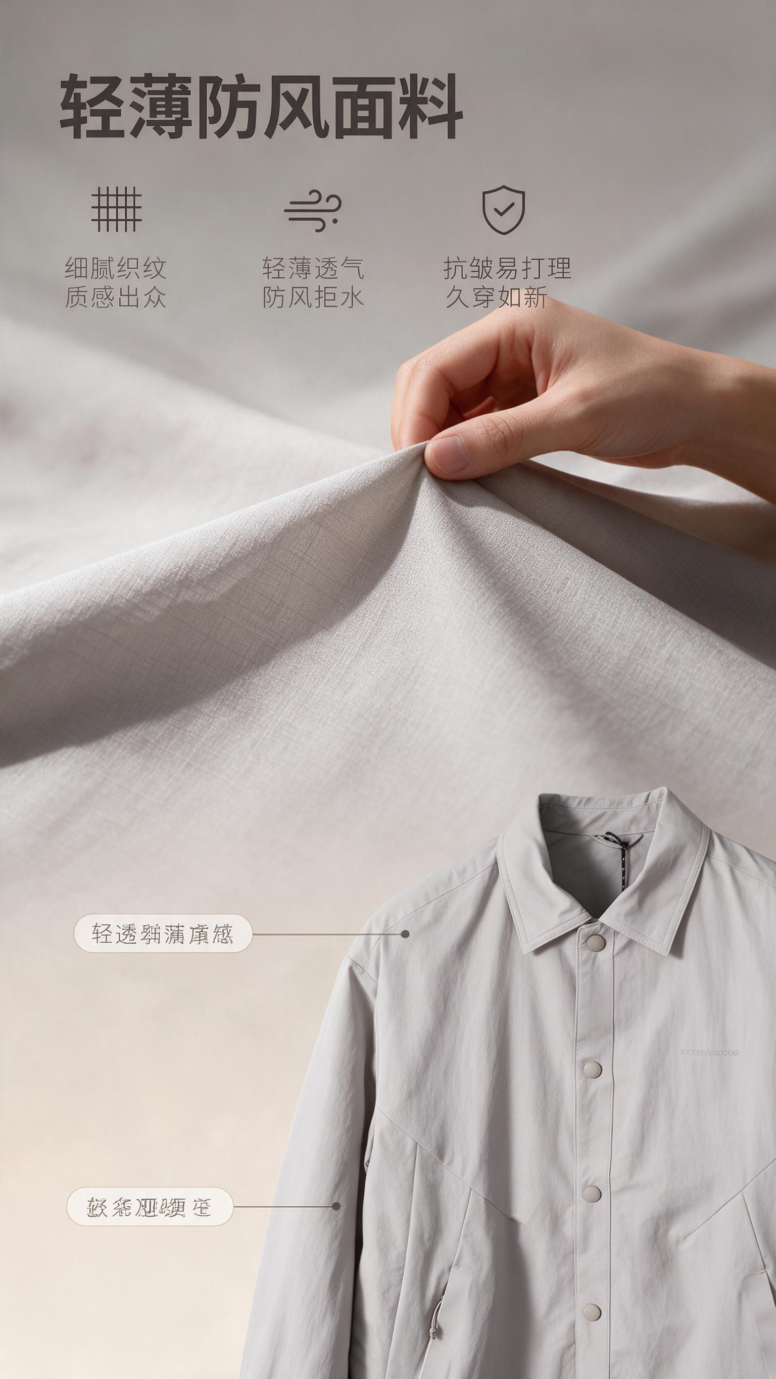 [商品] 使用【图1】浅灰色男士翻领夹克外套；商品处理：保留翻… - 图片创意预览