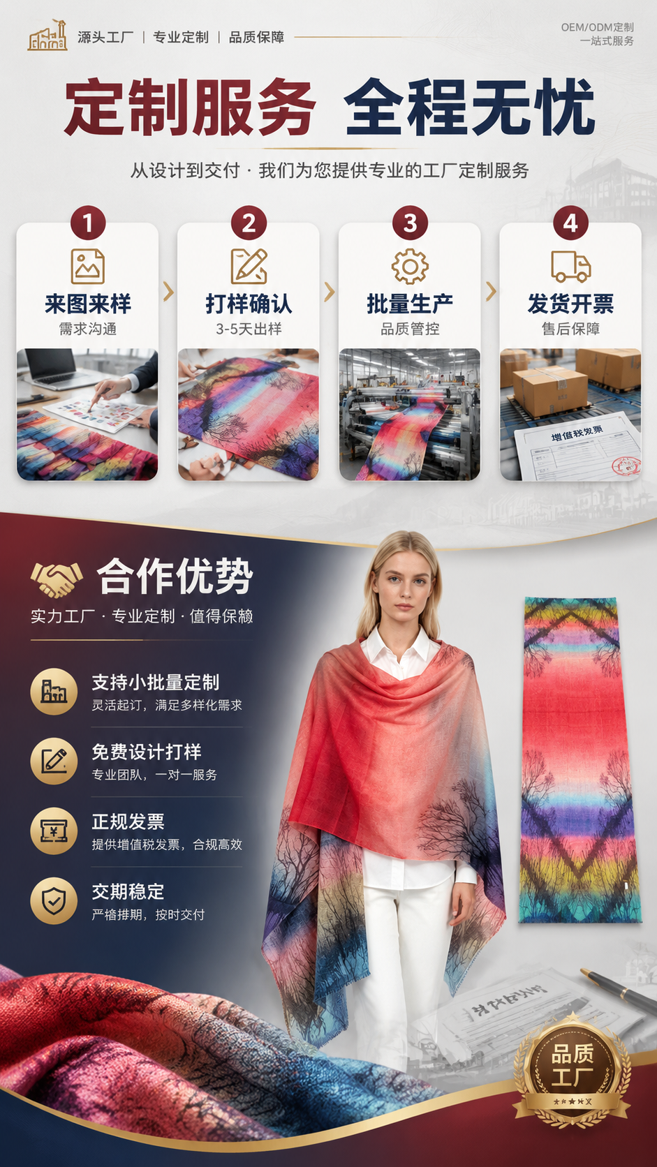 [商品] 使用【图1】精纺羊毛印花围巾平铺+【图7】模特佩戴图… - 图片创意预览