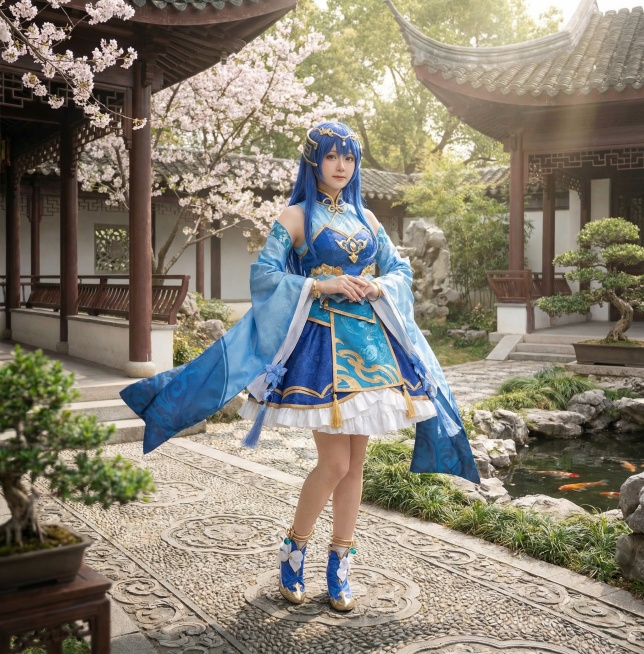 「图片1」把这张图变成真人摄像风格的，加上古代背景预览效果