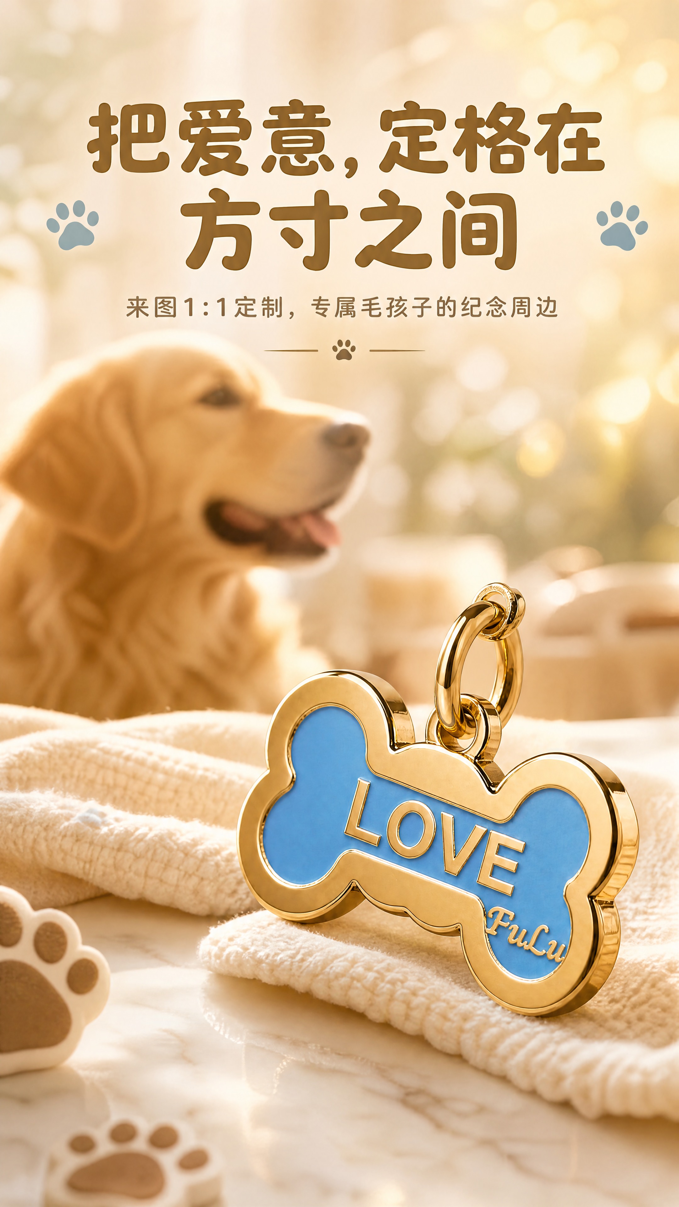 [商品] 使用【图1】金色骨头造型蓝色珐琅面金属狗牌，保留骨头… - 图片创意预览
