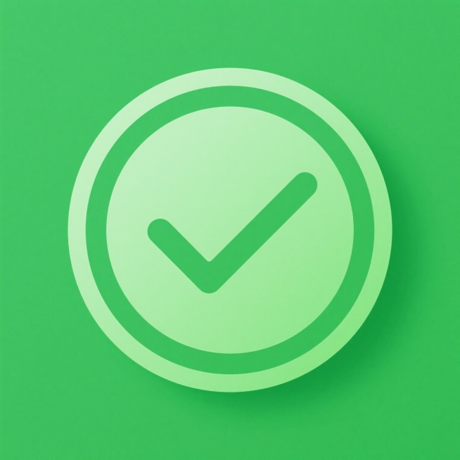 一个绿色的圆形图标，内部有一个向右的绿色勾号，线条粗而平滑，纯绿色背景，极简风格，平面设计，轮廓清晰，无渐变，无阴影，无纹理，无文字，无装饰元素，图标居中，视觉简洁明了，色彩鲜明，符合现代UI设计趋势。预览效果