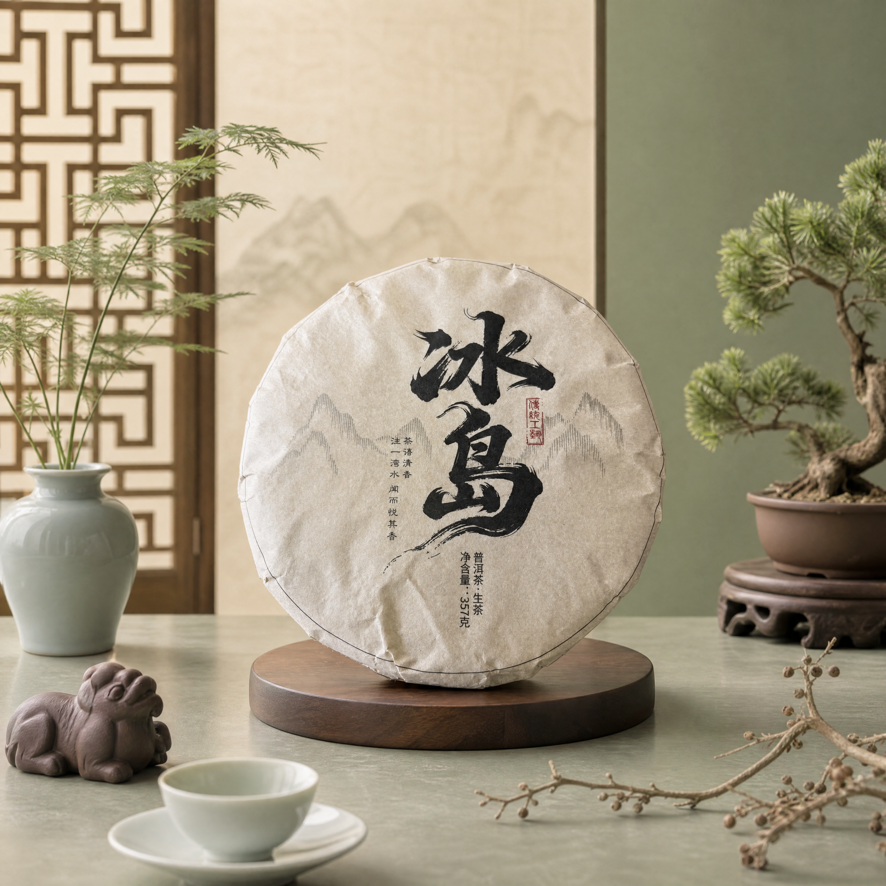 普洱茶饼，严格参照上传产品图，完整保留所有可见组件、部件、轮廓… - 图片创意预览