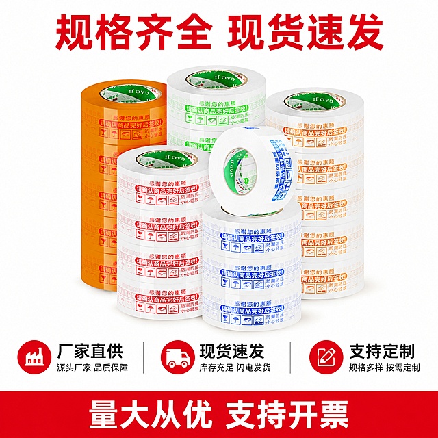 「图片1」产品为胶带，帮我做一套电商主图，一共5张，尺寸为1：1，利益点包括：量大优惠、厂家直销、支持定制、高韧性、强粘性、现货速发等
