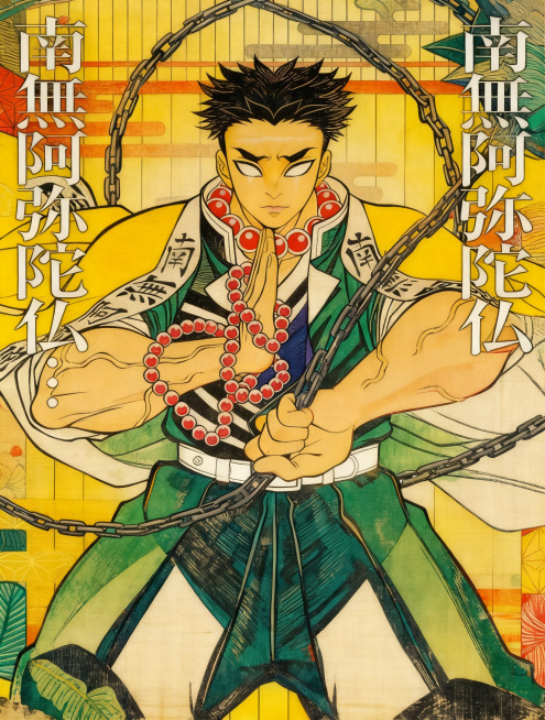 原始派艺术，亨利卢梭艺术风格，工笔线条，色彩丰富明亮，色彩鲜活饱满，氛围渲染，典雅，浪漫，高清细节，质感，优雅，鲜活。画质高清细腻，细节繁复入微，对比度强烈，保留原图人物姿势和服制，保留文字内容，尽量预览效果