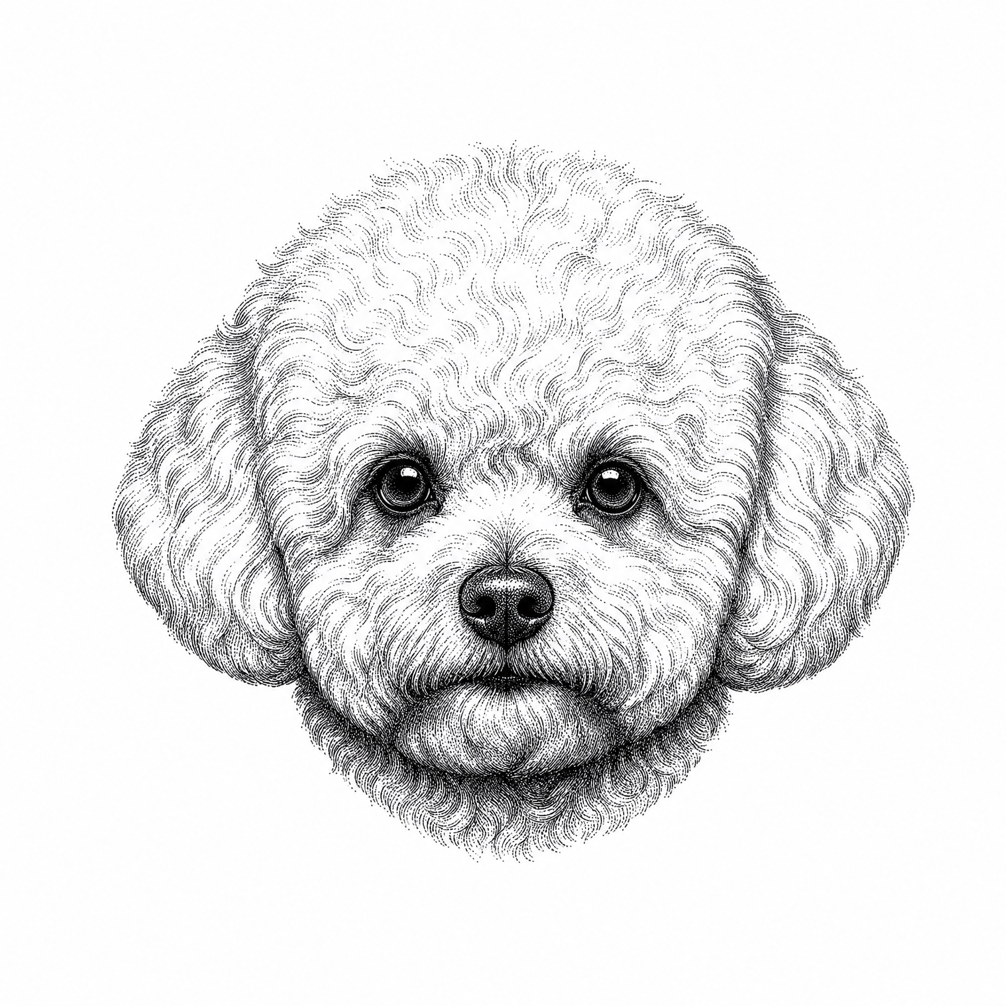 参考图中酒瓶标签上的狗头插画风格，生成一张不同品种的狗头正面肖… - 图片创意预览