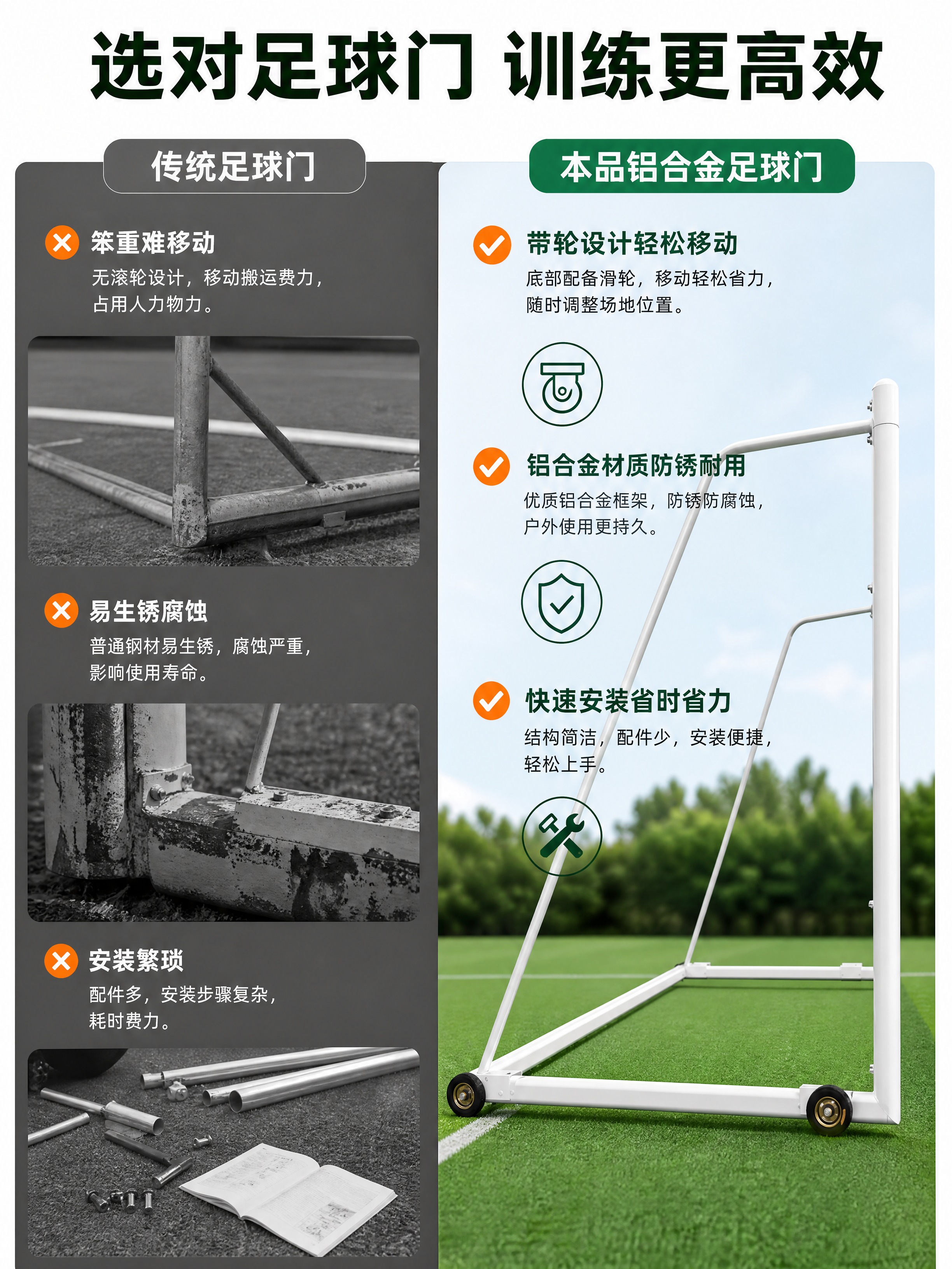 [商品] 使用【图2】铝合金足球门侧面图；保留白色框架结构、底… - 图片创意预览