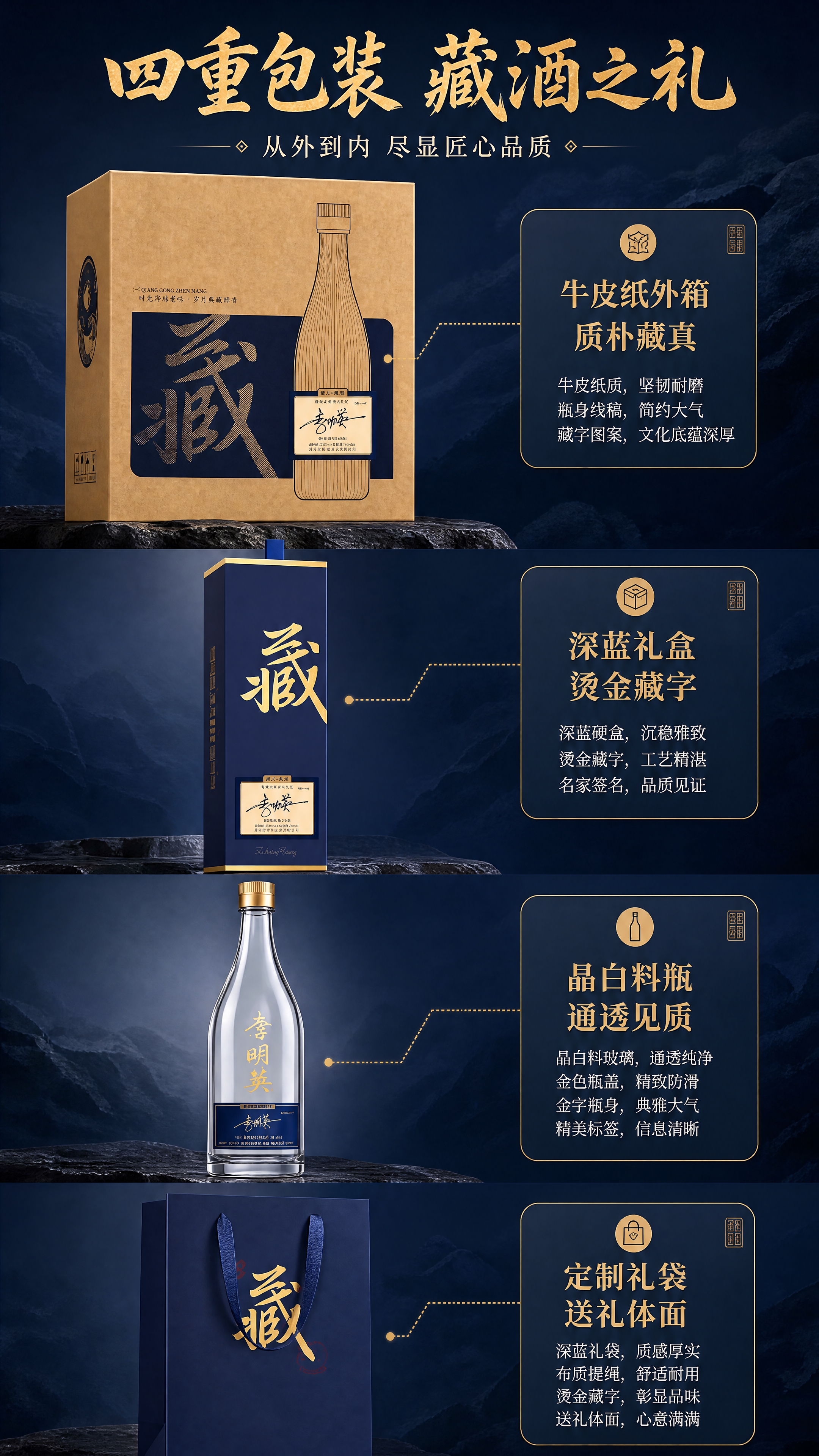 [商品] 使用【图1】李明英白酒全套包装（外箱、单瓶礼盒、酒瓶… - 图片创意预览
