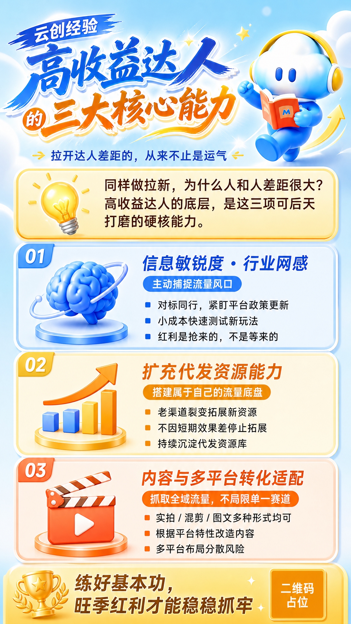 9:16竖版干货成长向海报，用于朋友圈和社群转发。整体风格：浅… - 图片创意预览