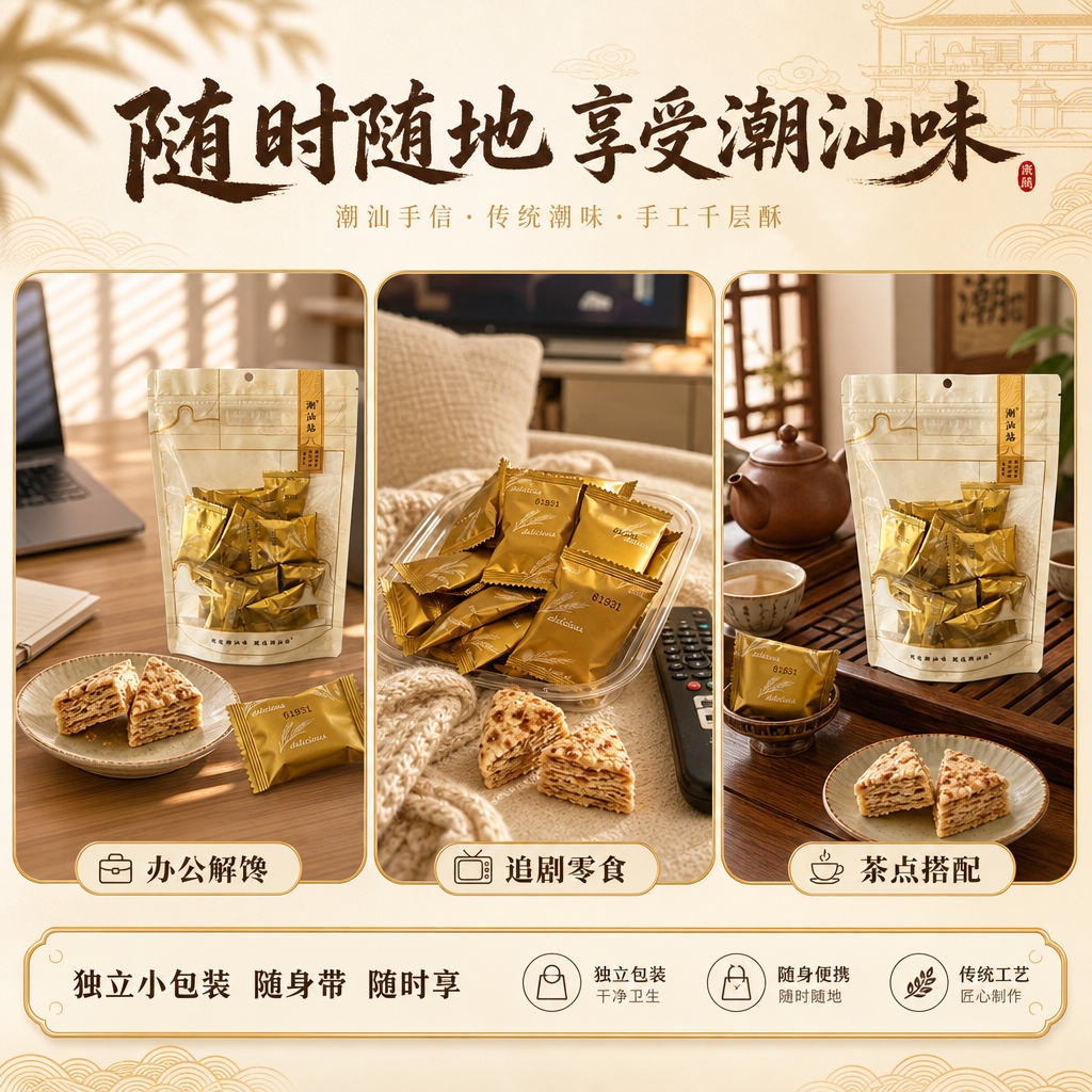 [主图-4] 场景种草 潮汕手信 办公追剧零食 多场景食用 [… - 图片创意预览