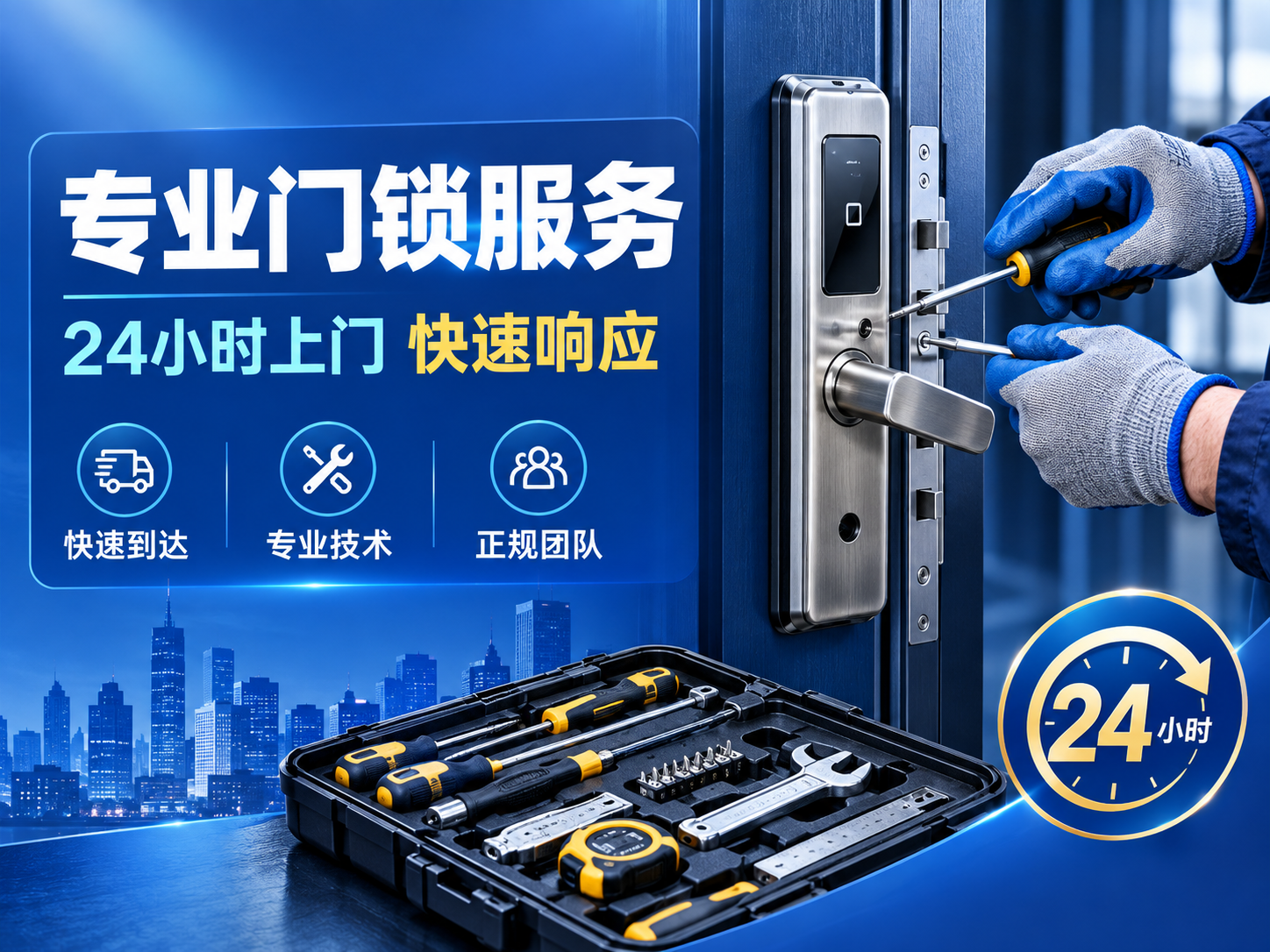 [主图-1] 门锁维修服务主题首图，核心任务是展示专业门锁维修… - 图片创意预览