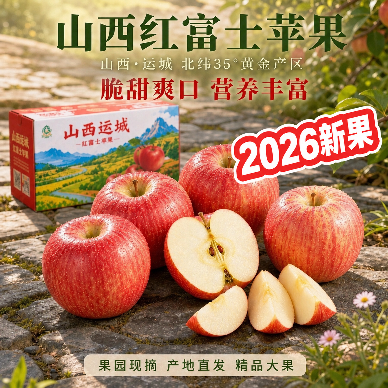 严格保持原图构图、光影、苹果、包装箱以及所有原有中文字体完全不… - 图片创意预览