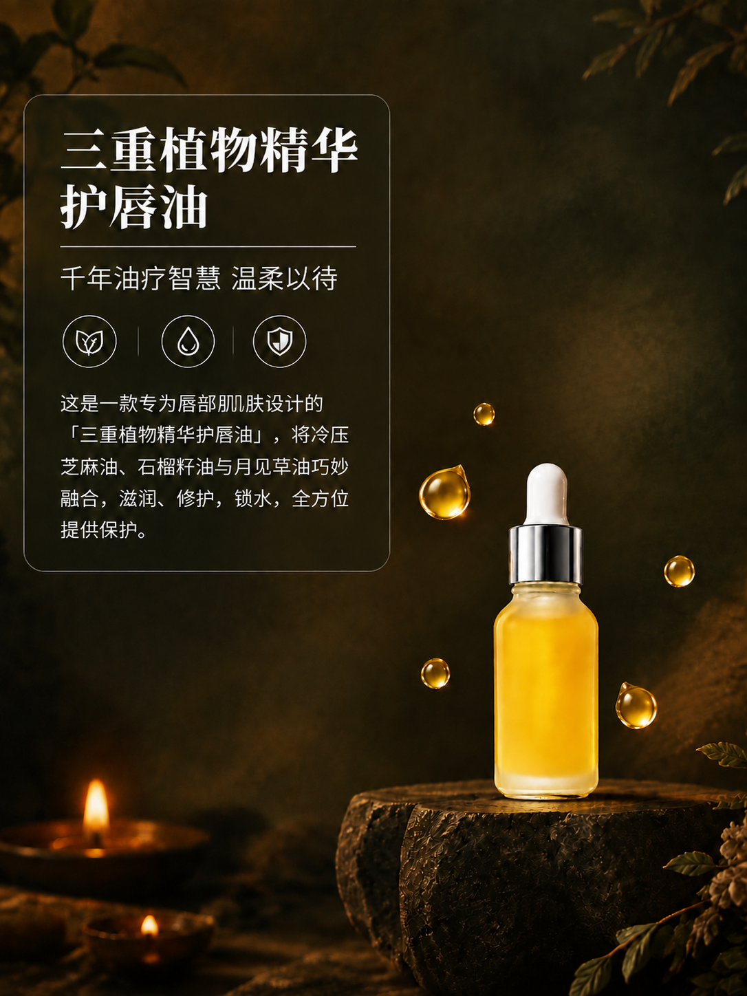 对这张阿育吠陀暗调产品介绍页再做局部调整，其余元素严格保持：… - 图片创意预览