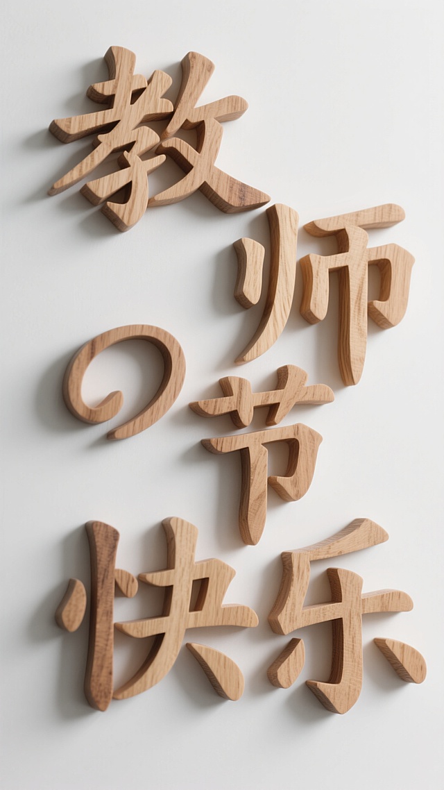 原木木雕 “教师节快乐”，简约背景超治愈🎊