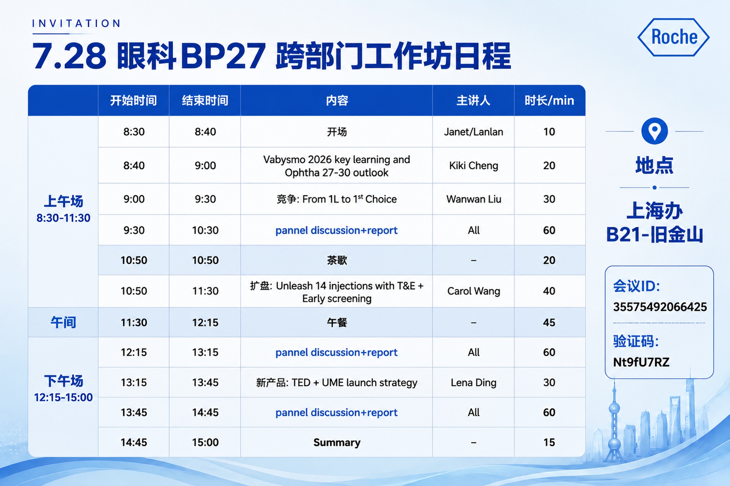 在原图基础上修改：把原右侧蓝色的二维码占位区域，替换为会议ID… - 图片创意预览