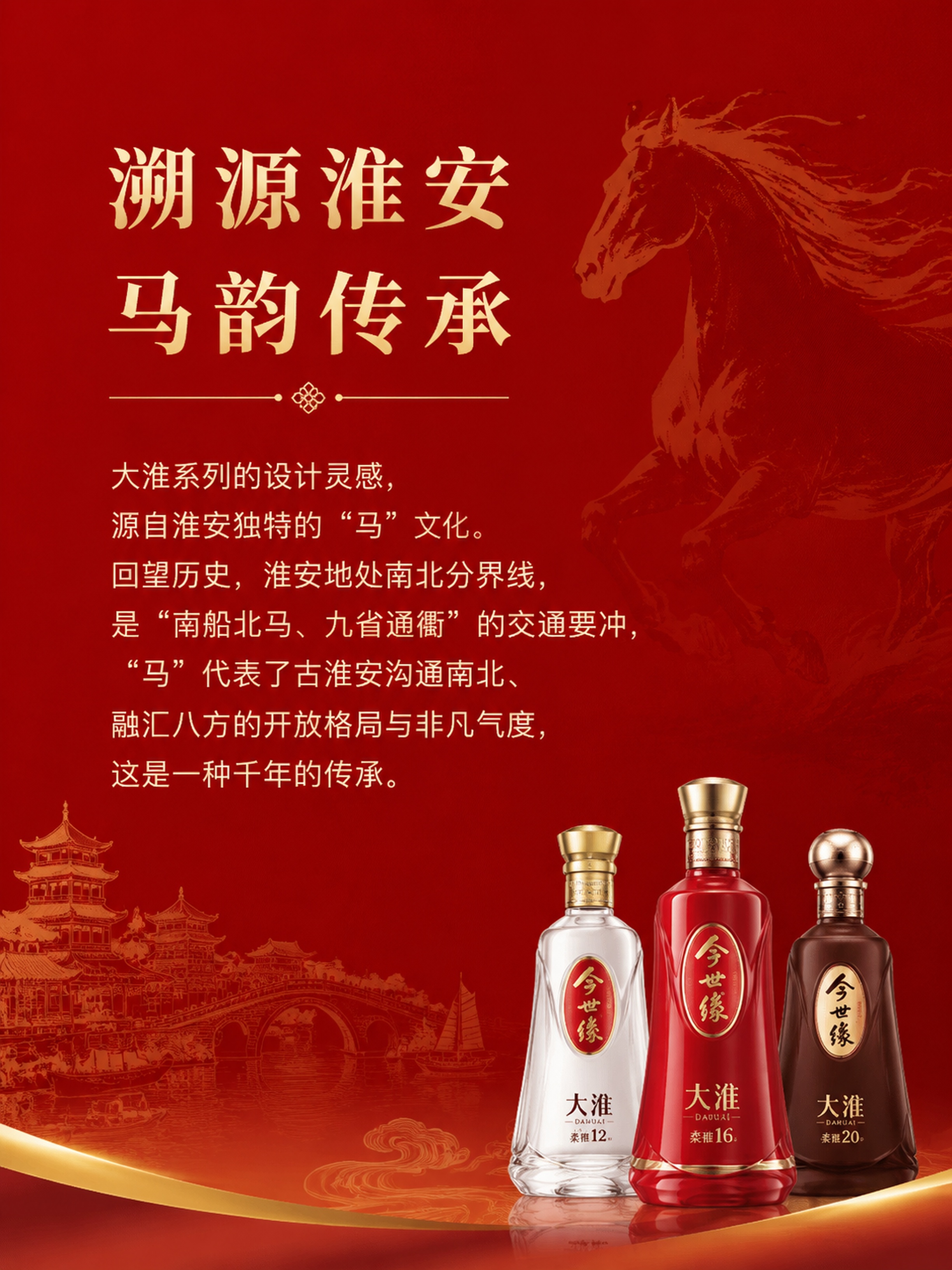 [第2屏] 今世缘大淮系列设计灵感解读页，讲述淮安马文化渊源。… - 图片创意预览