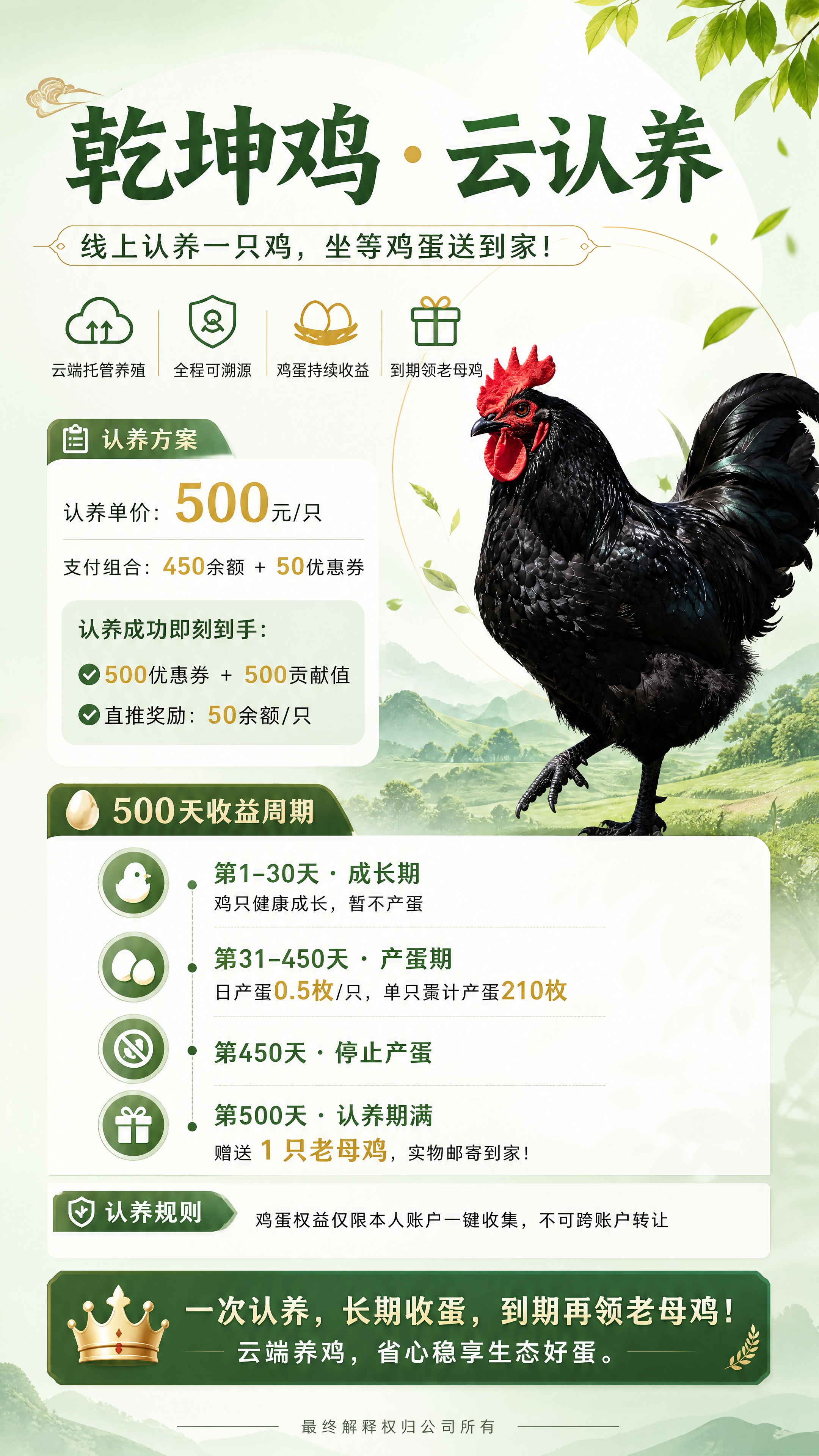 设计一张9:16竖版易拉宝海报，主题为「乾坤鸡・云认养」，整体… - 图片创意预览