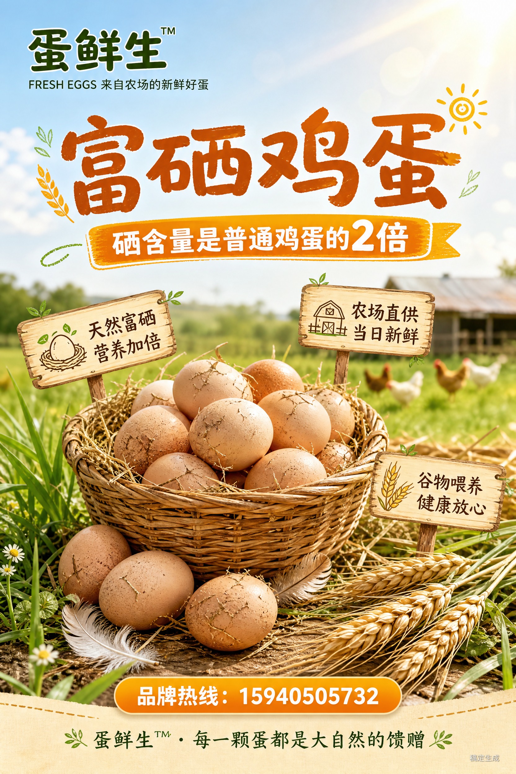 A4竖版食品宣传单页，田园自然农场风格，温暖治愈，原生态质感，… - 图片创意预览