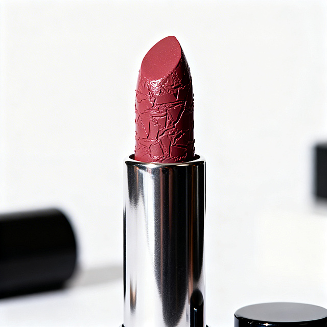 口红商品主图，产品主体占画面百分之七十，纯白背景棚拍风格，突出产品质感和光影层次，锐利焦内，无文字水印和多余道具，精准展示口红使用场景