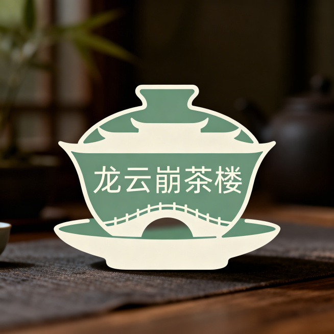 简约大气的茶楼logo，文字为“龙云崌茶楼”，以茶为主体设计，融入江南水乡运河古镇元素，不要出现龙的形象，体现水乡喝茶的雅致氛围，极简风格预览效果