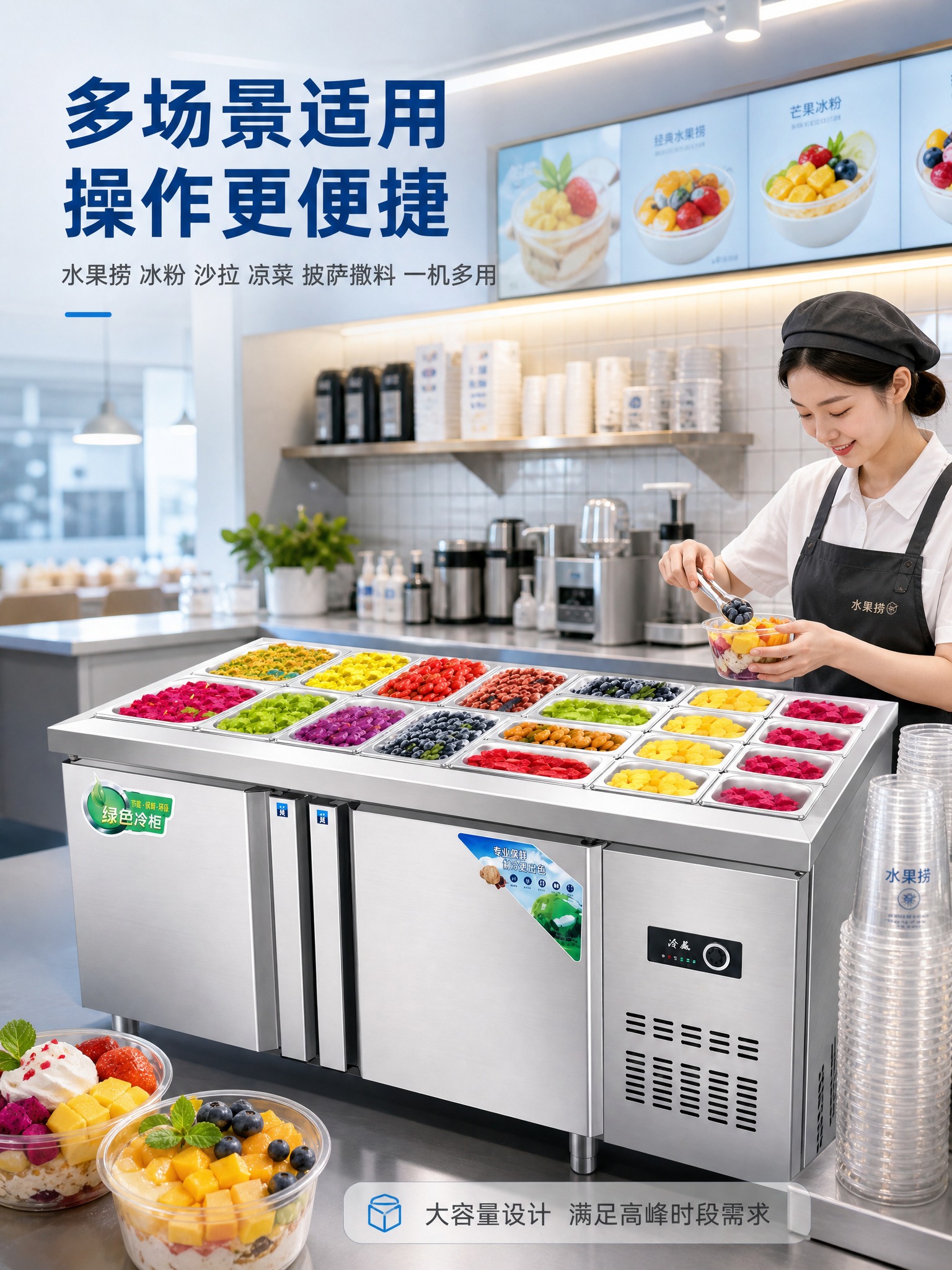 [商品] 使用【图1】商用沙拉台冷藏展示柜；保留全部结构与颜色… - 图片创意预览