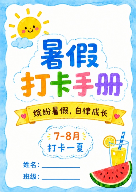 保留当前简洁设计、所有文字和整体简笔画马克笔风格，在画面底部空白区域增加两个填写区域：“姓名：________” 和 “班级：________”，留出横线方便手写填写，布局合理，不遮挡原有内容，保持风预览效果