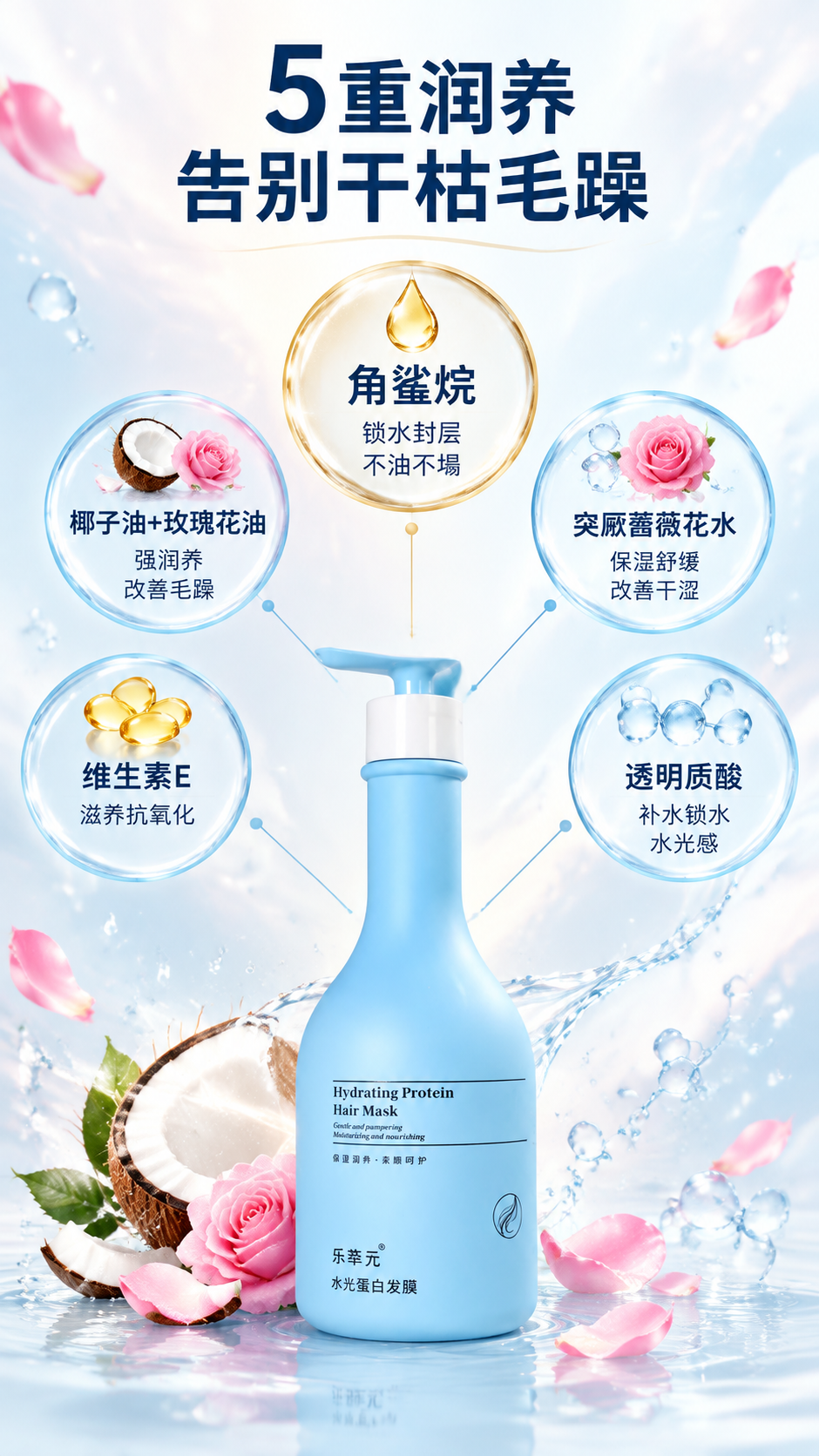 [商品] 使用【图4】单瓶浅蓝色乐萃元水光蛋白发膜，置于页面底… - 图片创意预览