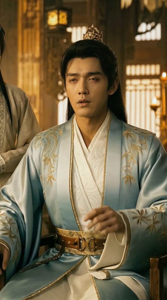 将图中男子修改为刚睡醒，朦胧睁开双眼的状态，保持人物服饰、发型和背景不变