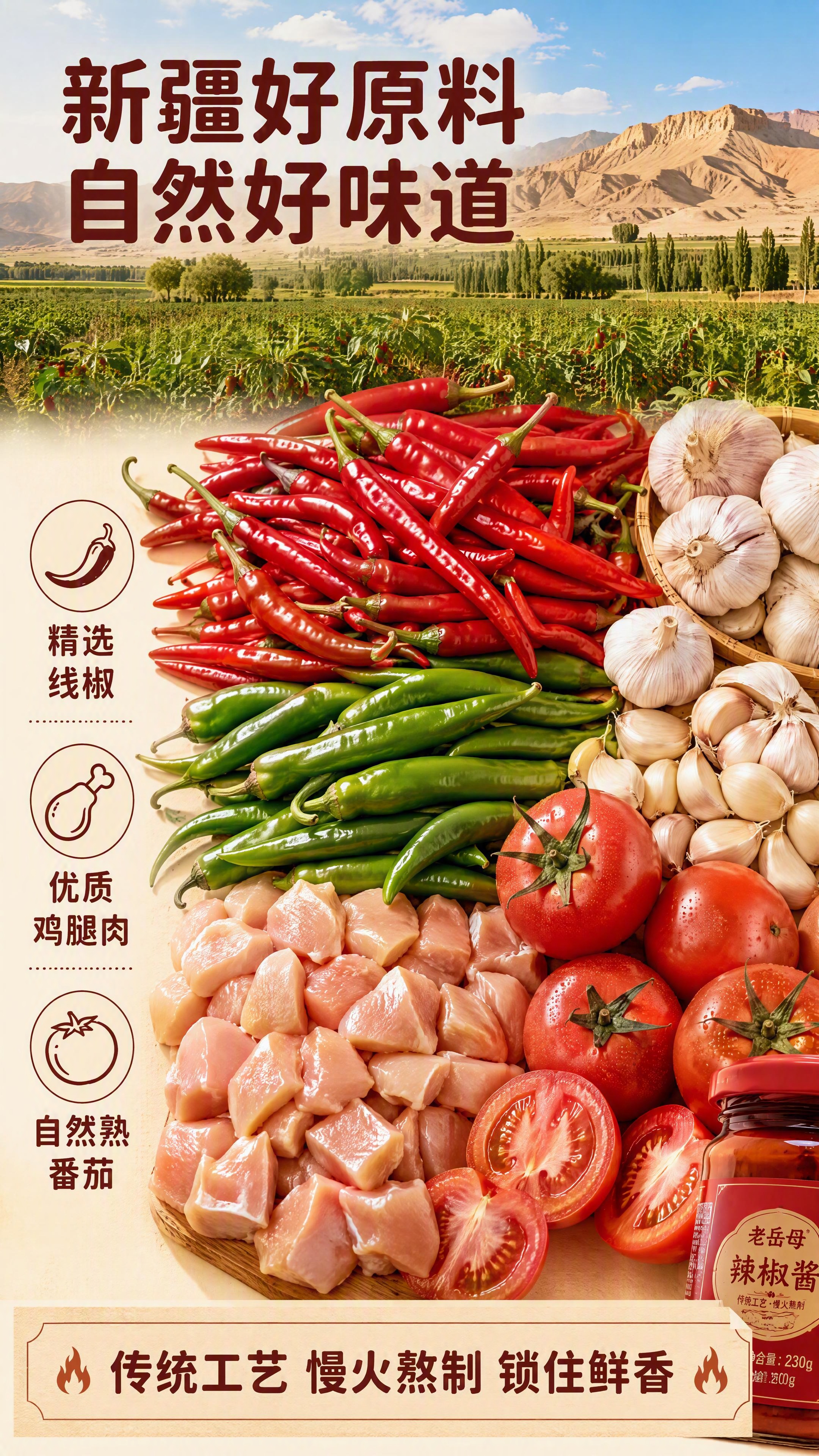 [第2张] 详情页成分/产地展示-老岳母辣椒酱新疆原料专页。本… - 图片创意预览