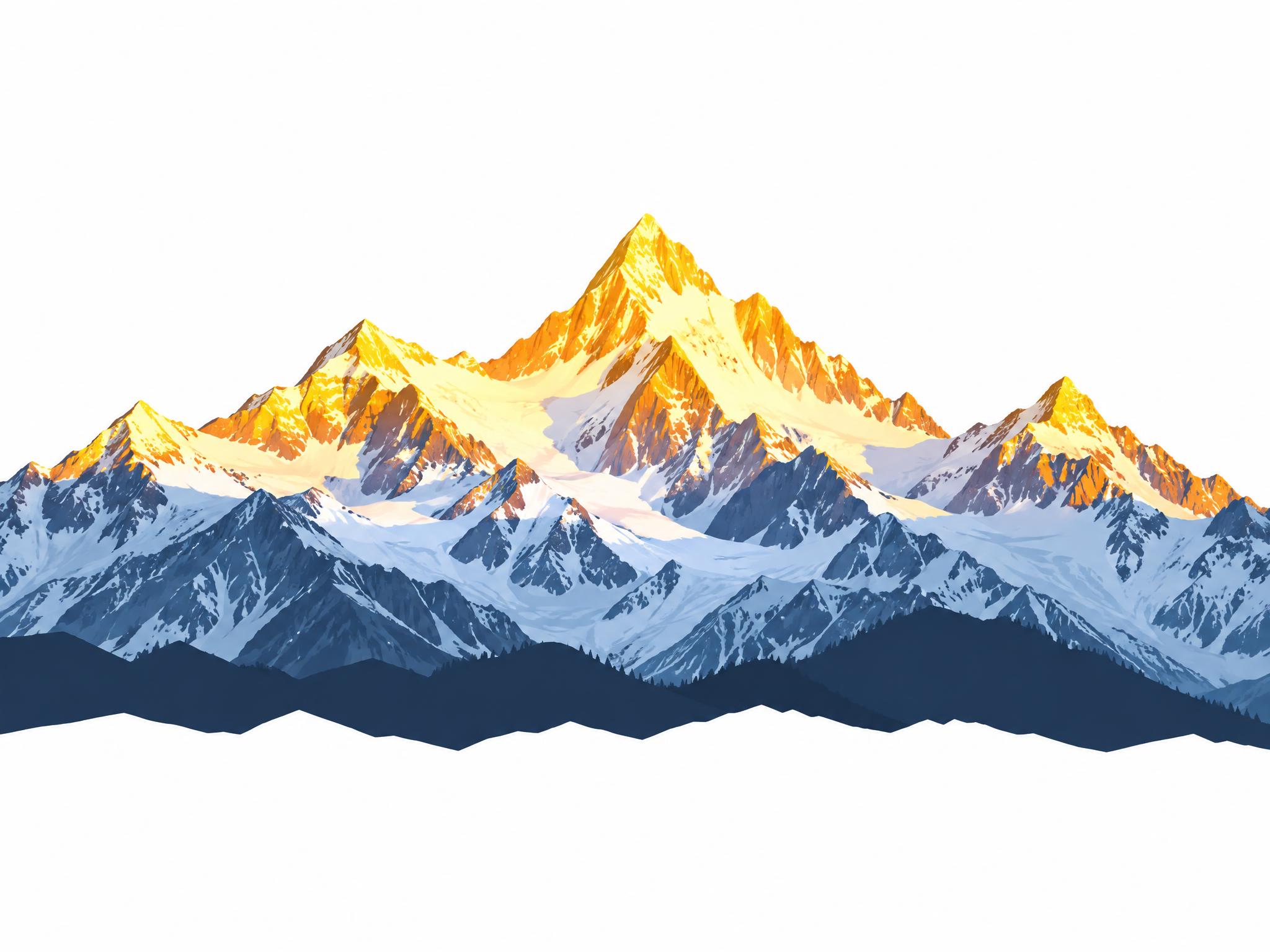 梅里雪山矢量图形，香格里拉地标雪山，简洁扁平化矢量插画风格，雪… - 图片创意预览