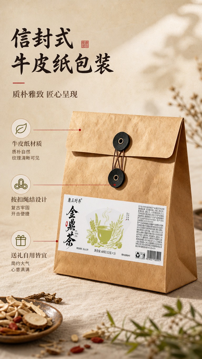 [商品] 使用【图1】康正时养金鼎茶牛皮纸信封式外袋包装；保留… - 图片创意预览