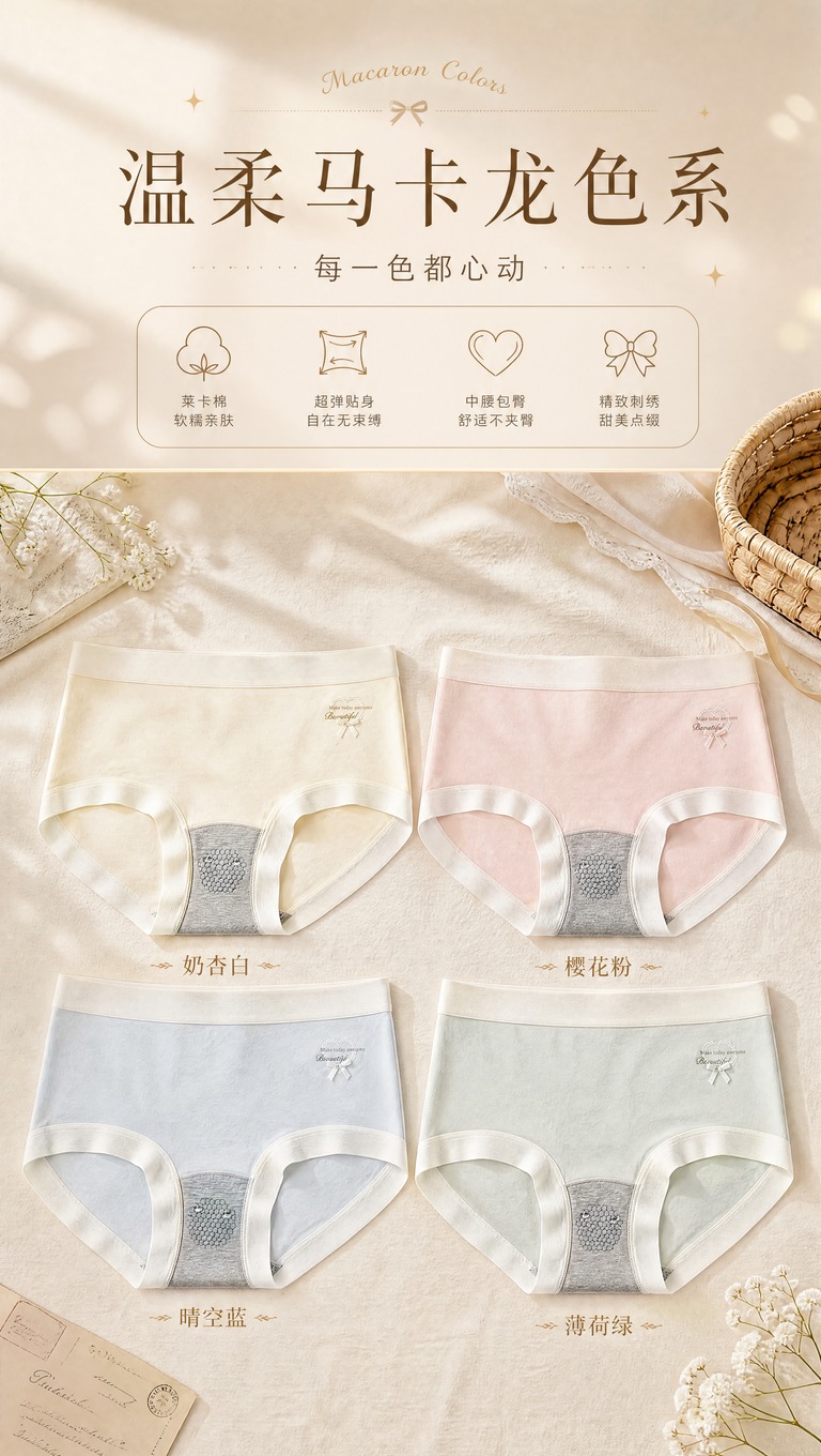[商品] 使用【图1】【图2】【图3】多色超弹莱卡棉内裤；商品… - 图片创意预览