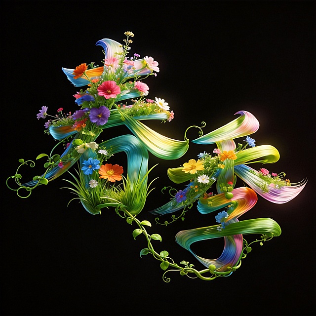 3D创意字体——植物/花/植被覆盖