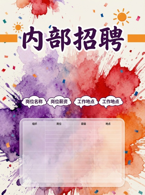 做一张背景跟现在的图片差不多的海报模板给我，用于做公司的内部招聘预览效果