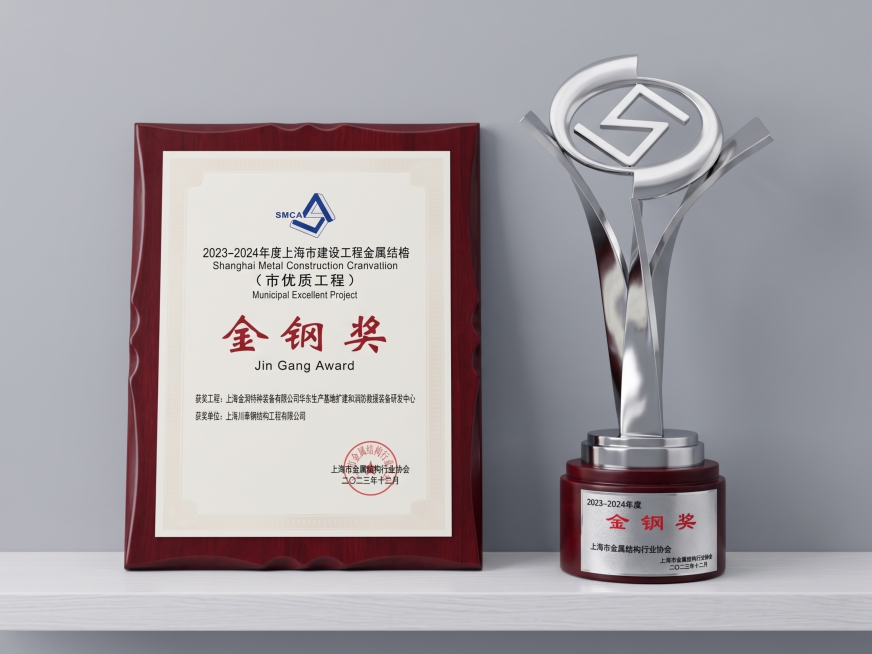 生成一组'单奖杯+单证书'的陈列图：一个银色金属奖杯（顶部有'S'形标志，底座为深红色木质）与一张装裱在深红色木质相框中的证书并列摆放；背景为浅灰色，下方是白色置物架；光线柔和，高清写实风格；参考图中预览效果