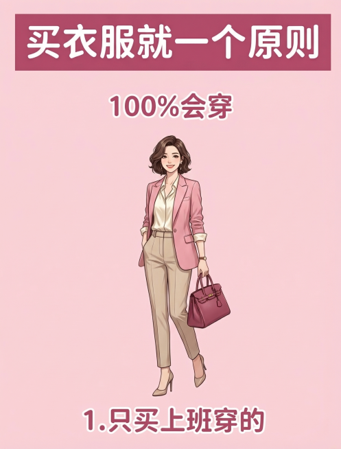 保持图片内容和排版不变，将字体调整得更圆润，整体背景换成浅粉色系，将顶部的标题块背景换成深粉色，替换右下角的动漫人物为新的女性形象预览效果