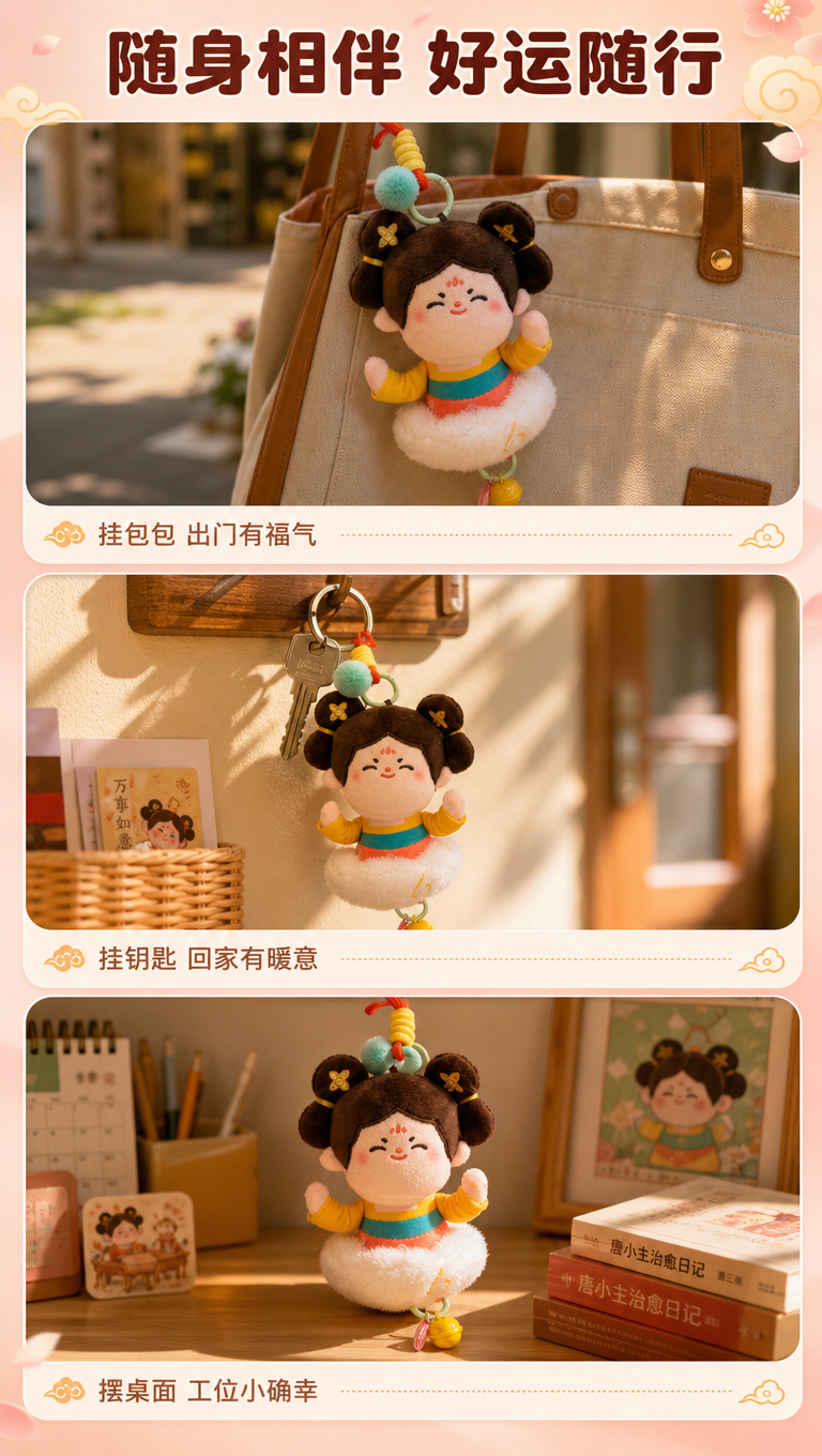 [商品] 使用【图4】唐小主毛绒玩偶挂件；保留双丸子头、汉服配… - 图片创意预览