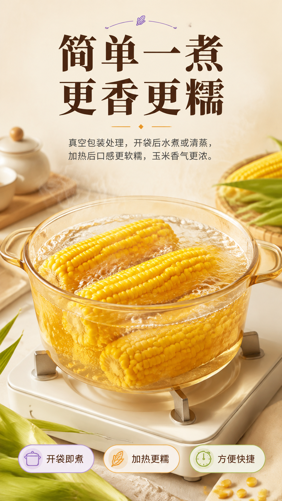 [商品] 使用【图2】蒸熟的新疆黄糯玉米；保留玉米金黄饱满颗粒… - 图片创意预览