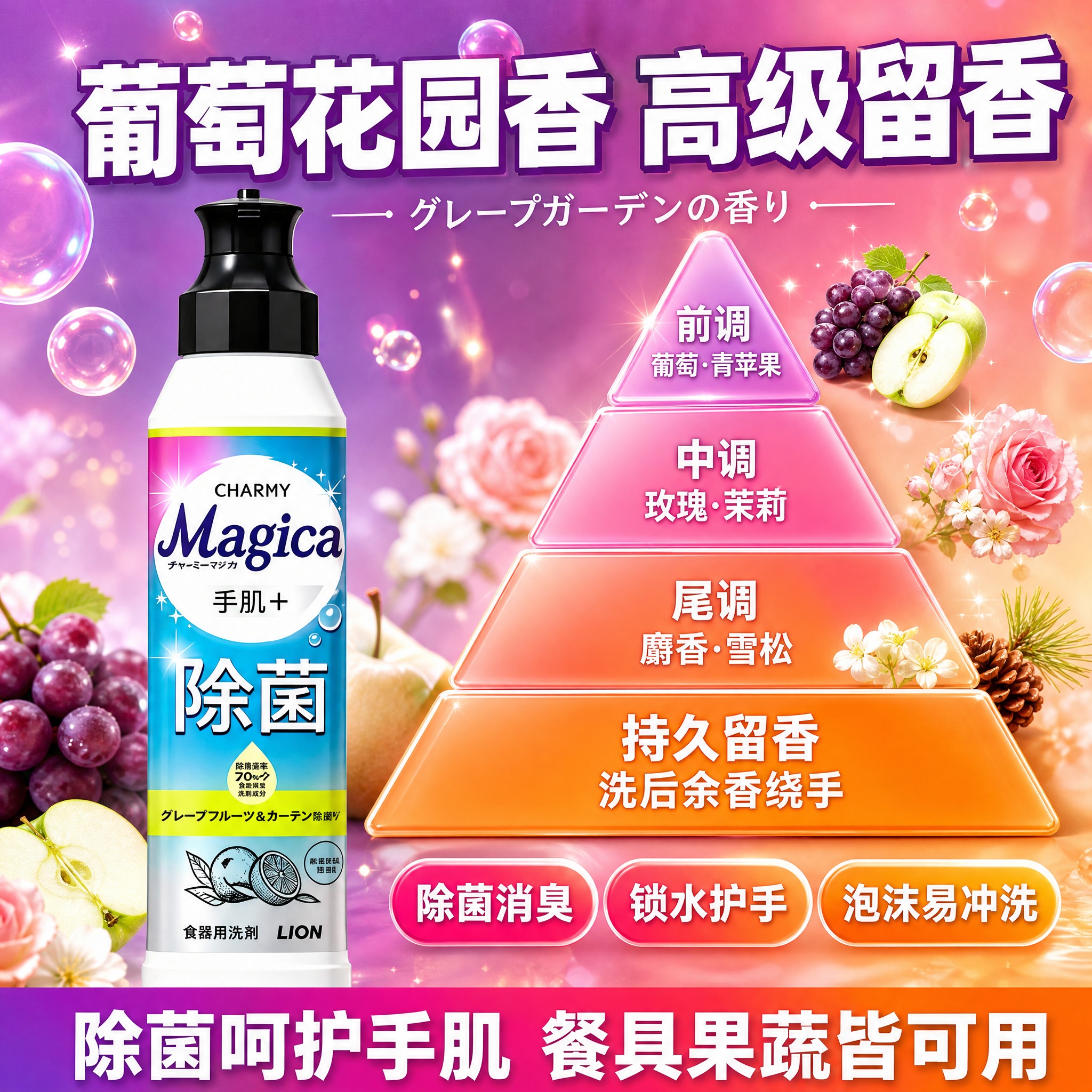 [主图-5] 狮王CHARMY Magica洗洁精香调层次展示… - 图片创意预览
