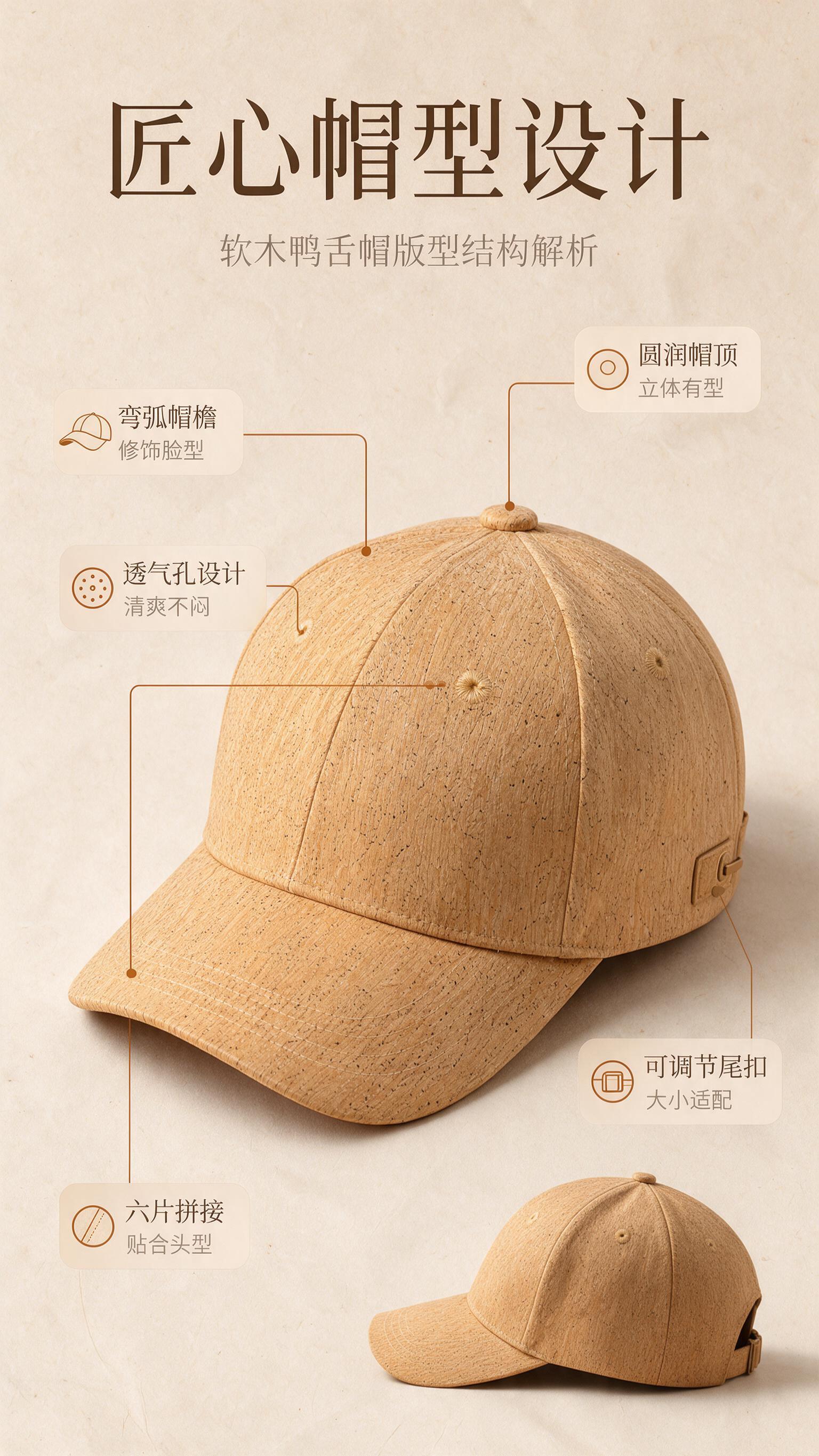 [商品] 使用【图2】暖调软木色鸭舌帽正面图；商品处理：保留软… - 图片创意预览