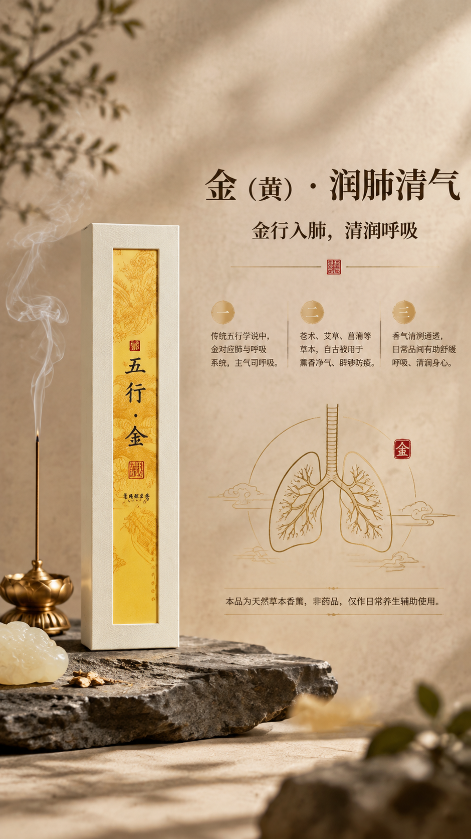 [商品] 使用【图1】最左侧五行·金（黄色）款线香盒；保留米白… - 图片创意预览